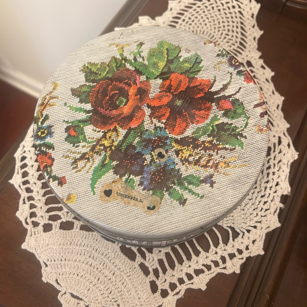 Floral Embroidered Tin with Vibrant Design